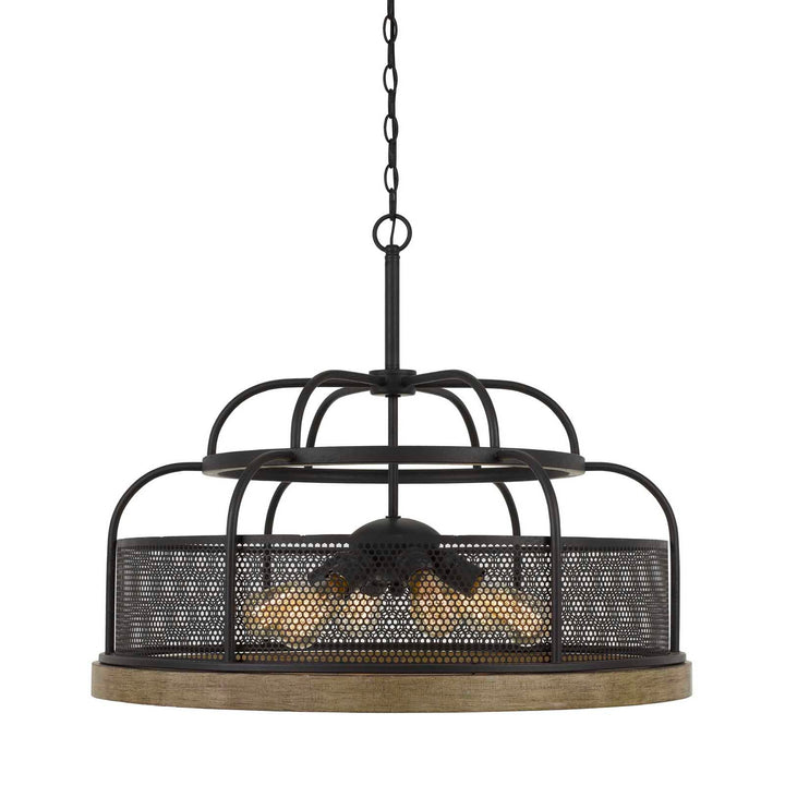 AKAKI 60W X 6 METAL/PINE WOOD CHANDELIER  (EDISON BULBS NOT INCLUDED) Cal Lighting