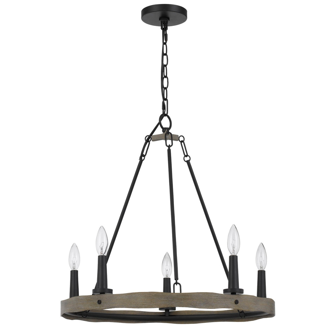 MAIDSTONE METAL CHANDELIER WITH WOOD FINISH Cal Lighting