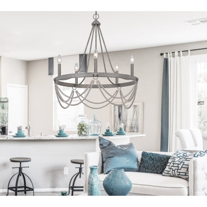60W X 5 ANNISTON BEADED METAL CHANDELIER Cal Lighting