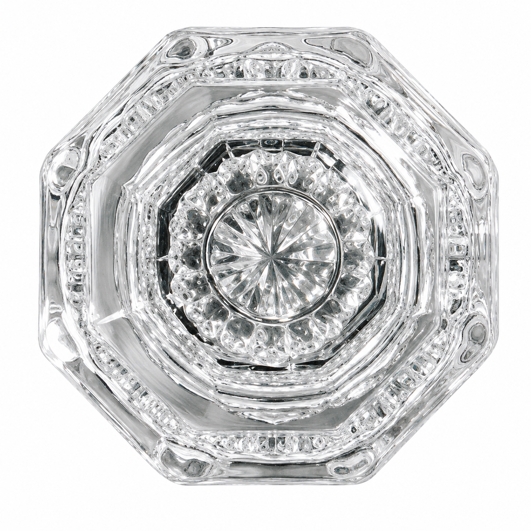French Provincial Rosette Door Set with Crystal Octagon Door Knobs (Several Finishes Available)