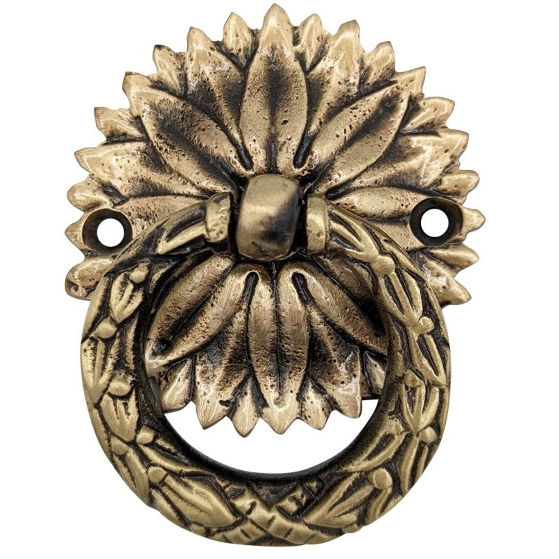 2 Inch Solid Brass Radiant Leaves Ring Pull COPPER MOUNTAIN HARDWARE