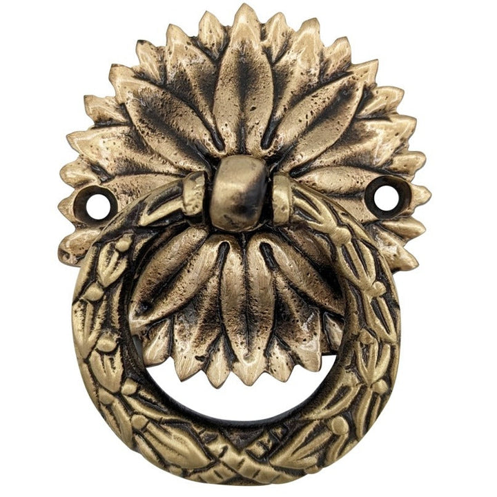 2 Inch Solid Brass Radiant Leaves Ring Pull COPPER MOUNTAIN HARDWARE