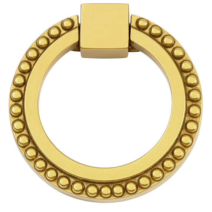 2 Inch Solid Brass Beaded Drawer Ring Pull