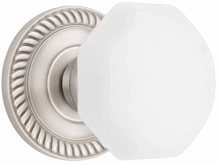 Georgian Roped Rosette with Octagon Milk Glass Door Knobs (Several Finishes Available)