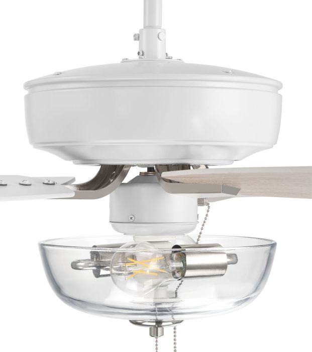 ##Antique Hardware## 52" Pro Plus 101 in White/Polished Nickel w/ White/Washed Oak Blades