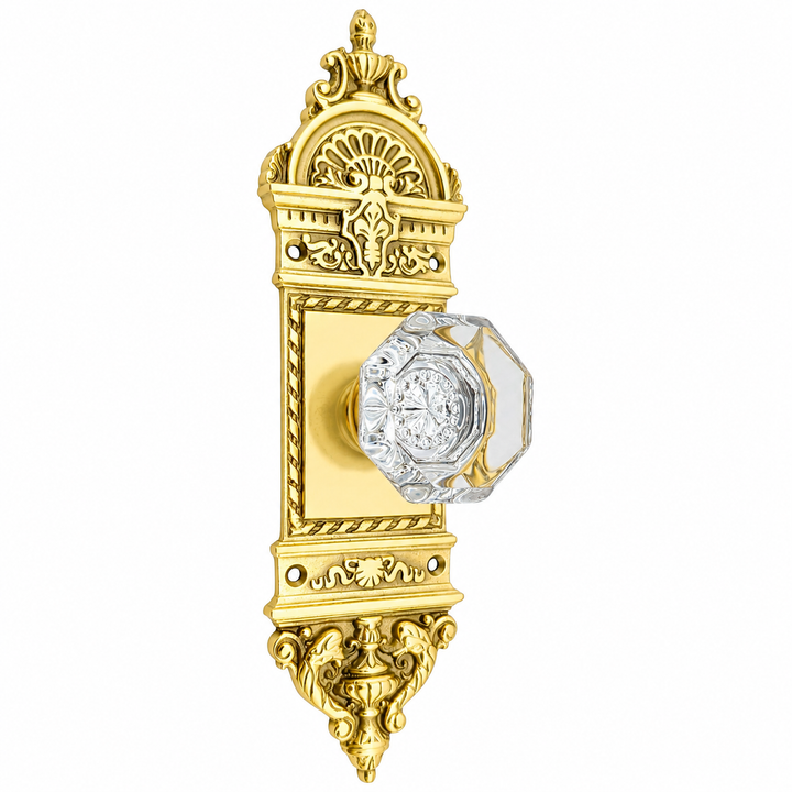 L'Enfant Backplate Door Set with Octagon Crystal Door Knobs (Several Finishes Available)