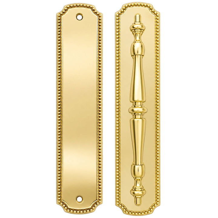 11 1/2 Inch Solid Brass Beaded Push & Pull Plate Set (Several Finishes Available)