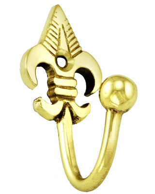 2 3/8 Inch Fleur-de-lis Brass Hook COPPER MOUNTAIN HARDWARE