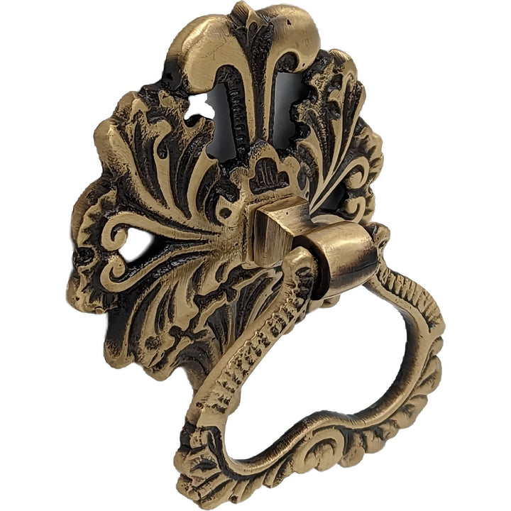 COPPER MOUNTAIN HARDWARE 3 Inch Ornate Victorian Leaves Ring Pull