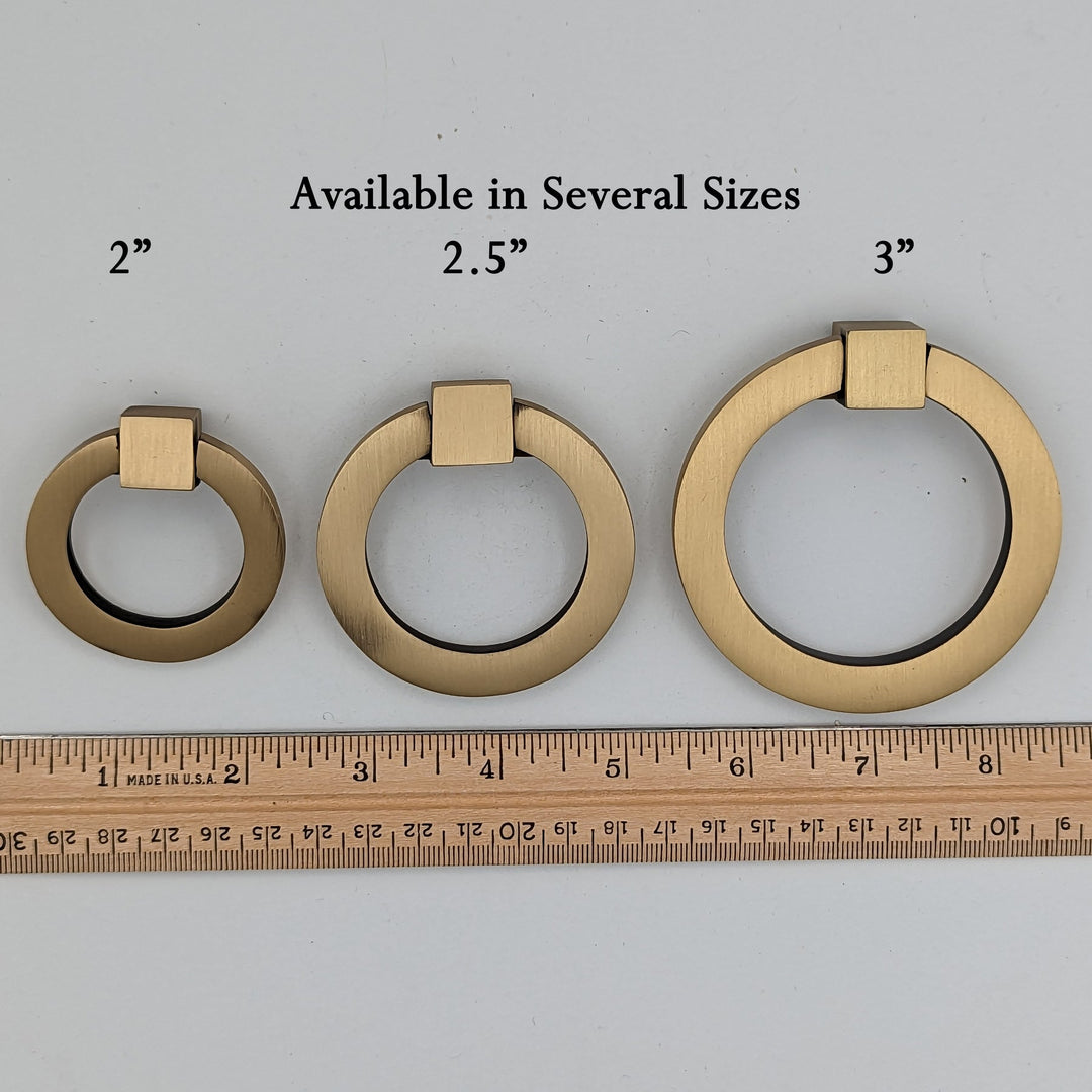 2 Inch Mission Style Solid Brass Drawer Ring Pull Hand Wrought COPPER MOUNTAIN HARDWARE