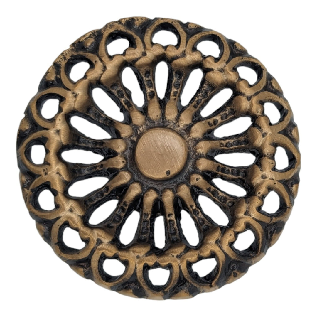 COPPER MOUNTAIN HARDWARE Large Oversized Floral Reticulated Cabinet or Furniture Knob.
