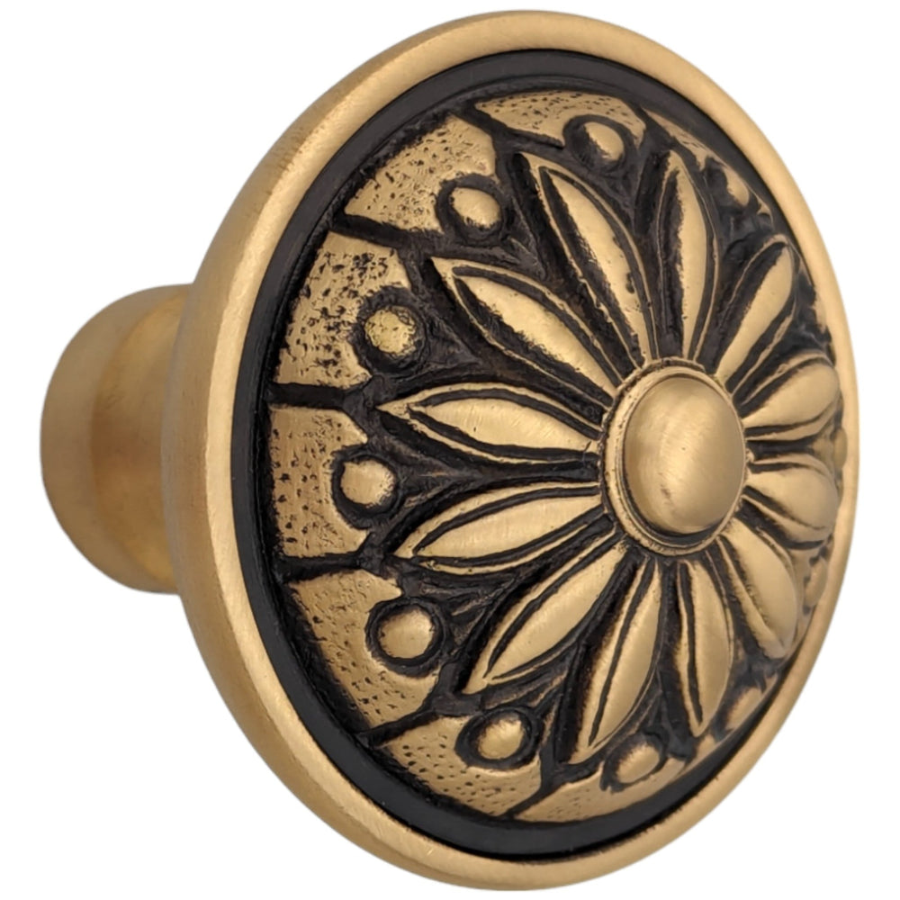 Floral Imprint Solid Brass Spare Door Knob Set (Several Finishes Available) COPPER MOUNTAIN HARDWARE