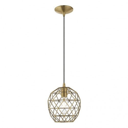 1 Light Antique Brass Single Pendant