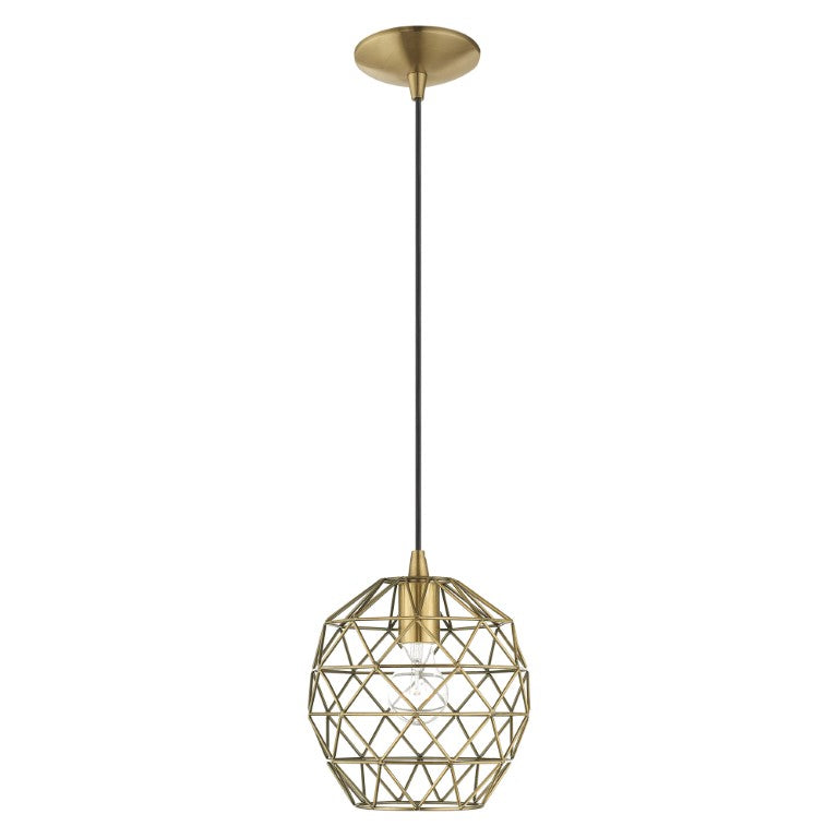 1 Light Antique Brass Single Pendant