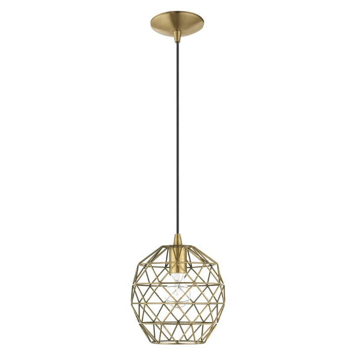 1 Light Antique Brass Single Pendant