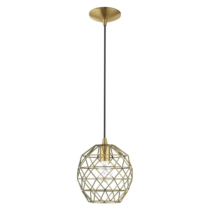 1 Light Antique Brass Single Pendant