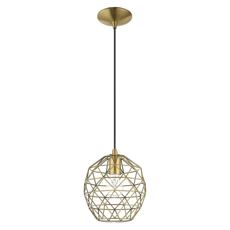 1 Light Antique Brass Single Pendant