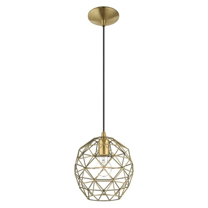 1 Light Antique Brass Single Pendant