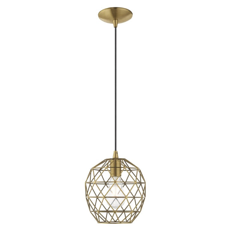 1 Light Antique Brass Single Pendant