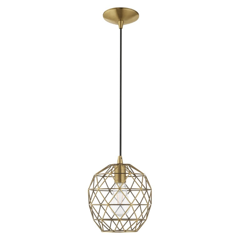 1 Light Antique Brass Single Pendant