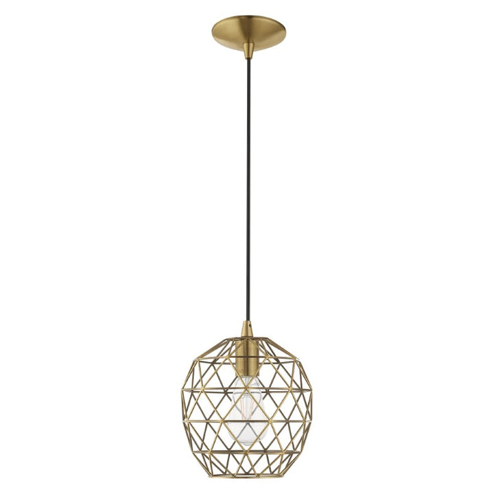 1 Light Antique Brass Single Pendant