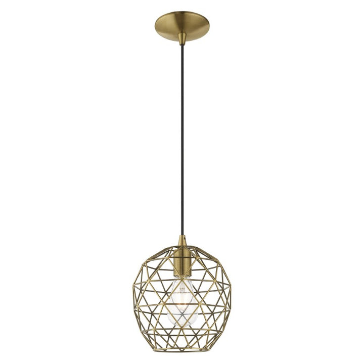 1 Light Antique Brass Single Pendant