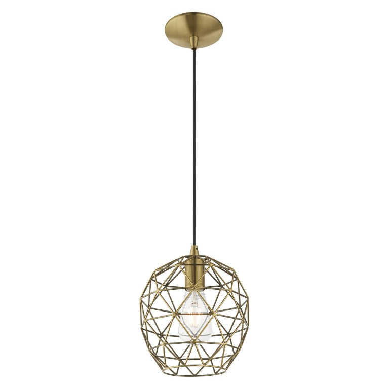 1 Light Antique Brass Single Pendant