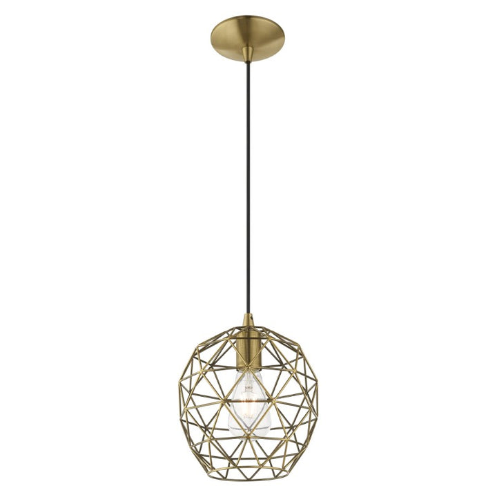 1 Light Antique Brass Single Pendant