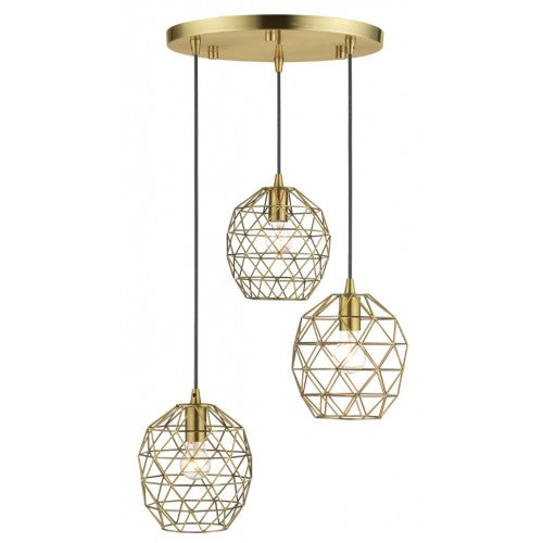 3 Light Antique Brass Pendant