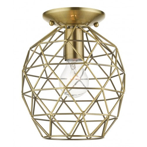 1 Light Antique Brass Flush Mount