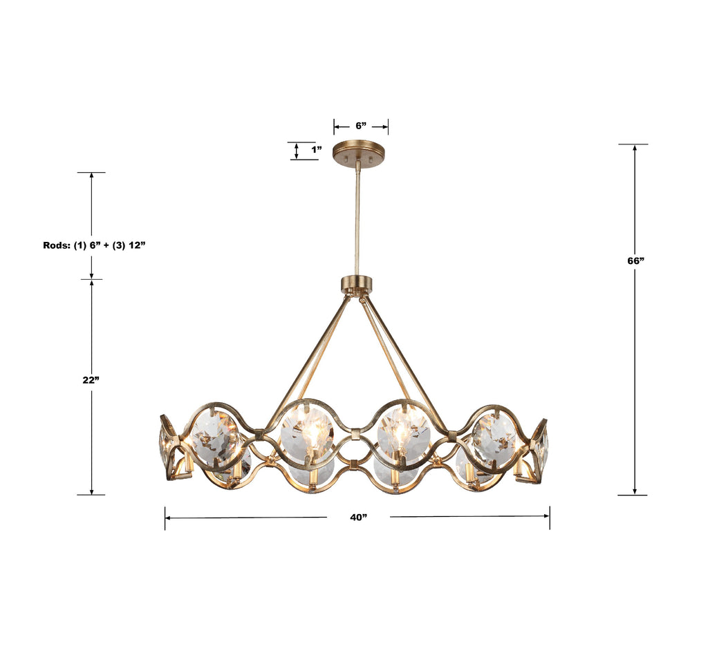 Crystorama Crystorama Quincy 10 Light Distressed Twilight Chandelier