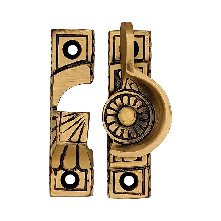 Solid Brass Art Deco Style Window Sash Lock COPPER MOUNTAIN HARDWARE