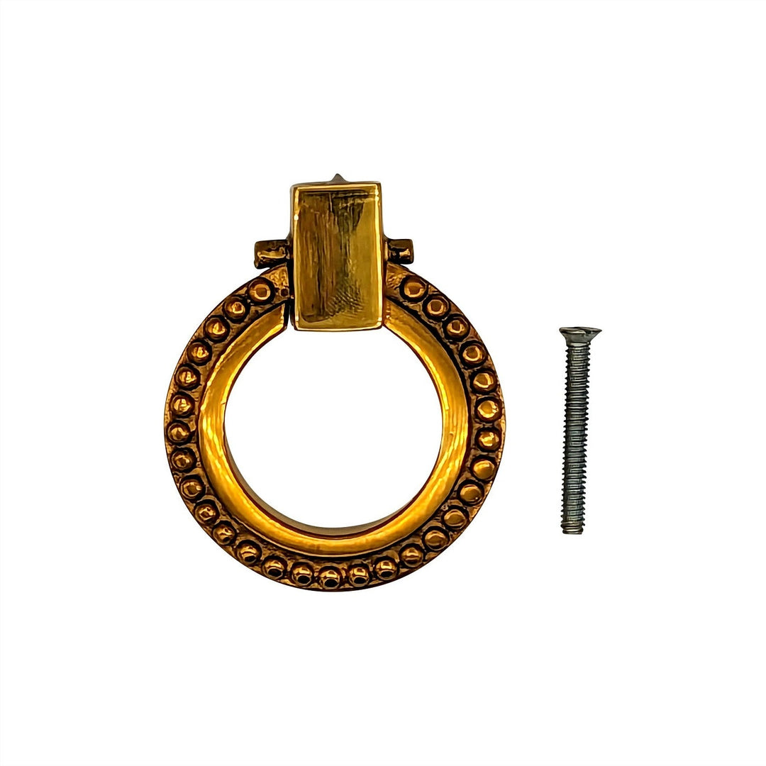 2 Inch Solid Brass Beaded Drawer Ring Pull COPPER MOUNTAIN HARDWARE