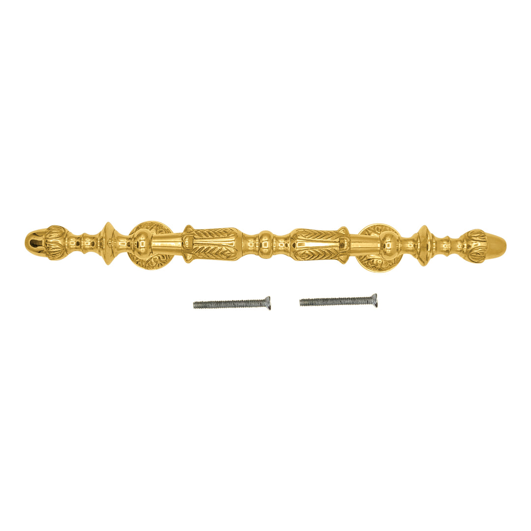 11 3/4 Inch (6 Inch C-C) Solid Brass French Empire Door Pull