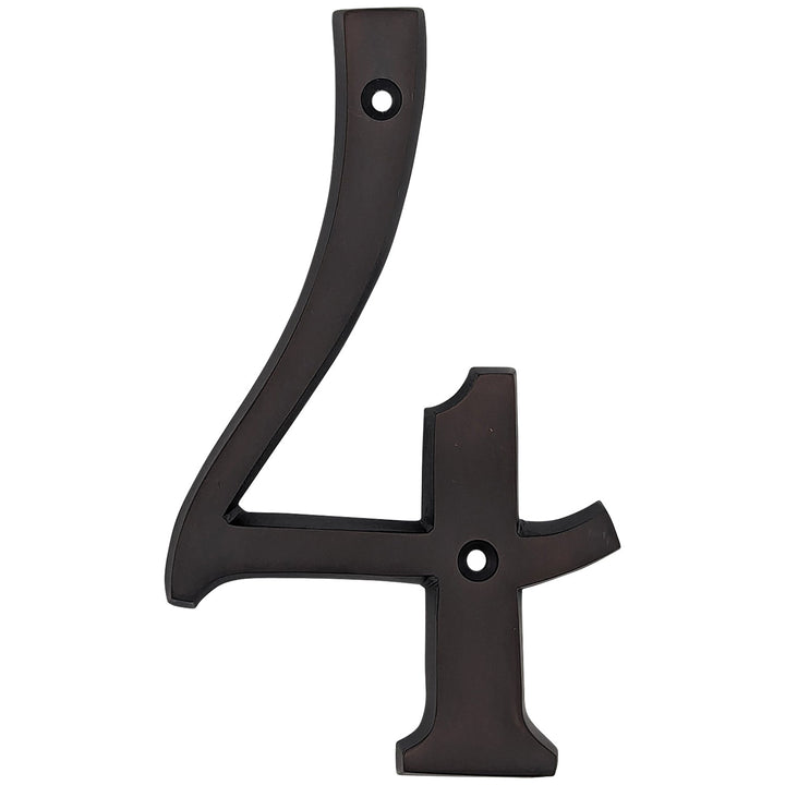 COPPER MOUNTAIN HARDWARE Solid Brass 6 Inch Tall Number 4