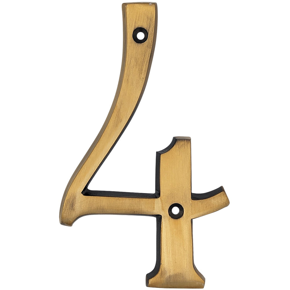 COPPER MOUNTAIN HARDWARE Solid Brass 6 Inch Tall Number 4