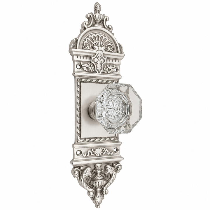 L'Enfant Backplate Door Set with Octagon Crystal Door Knobs (Several Finishes Available)