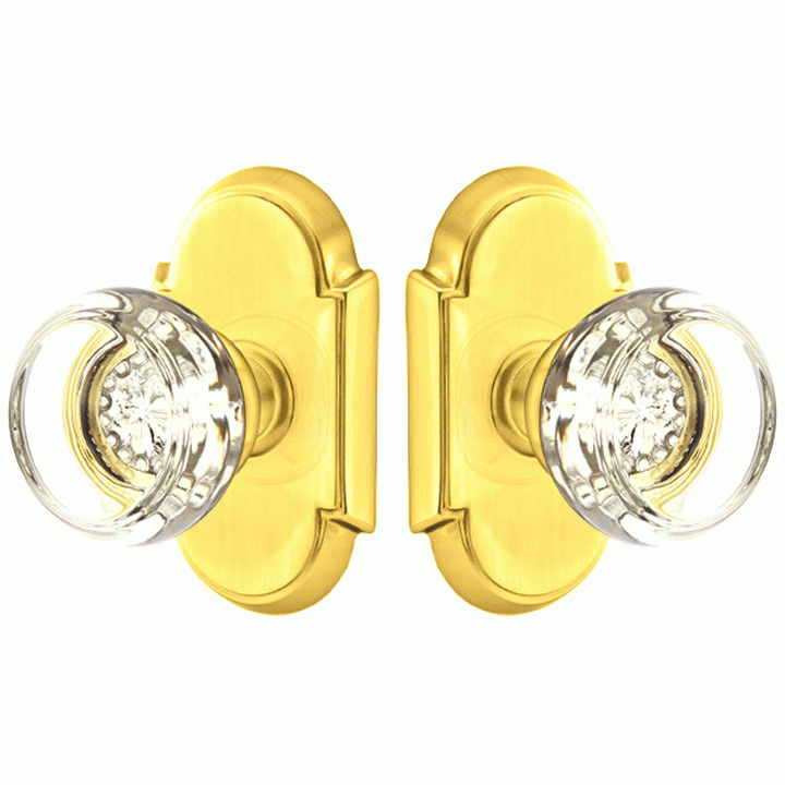 Crystal Georgetown Door Knob Set With # 8 Rosette (Several Finish Options) EMTEK