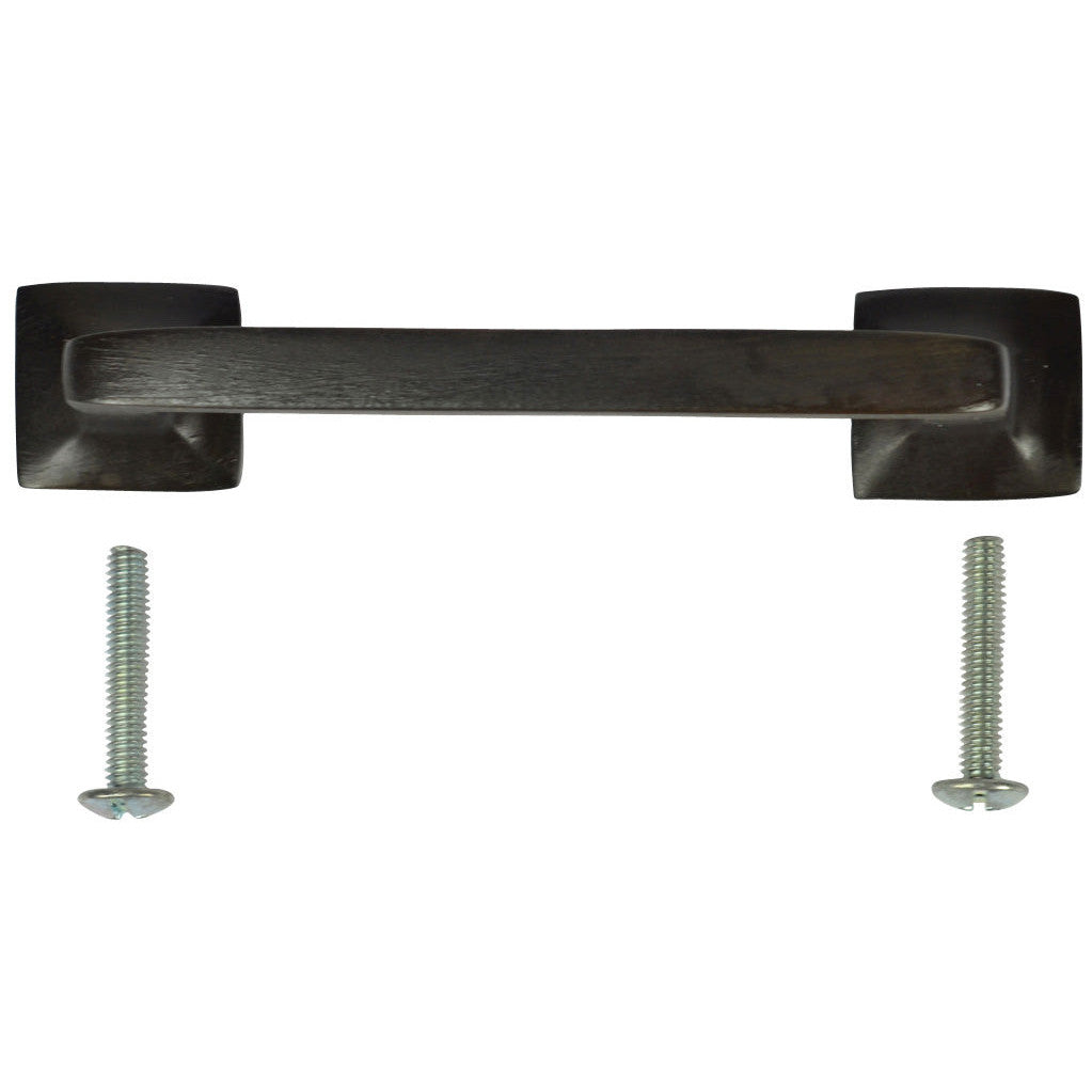 4 1/4 Inch Overall (3 1/4 Inch c-c) Solid Brass Square Traditional Pull