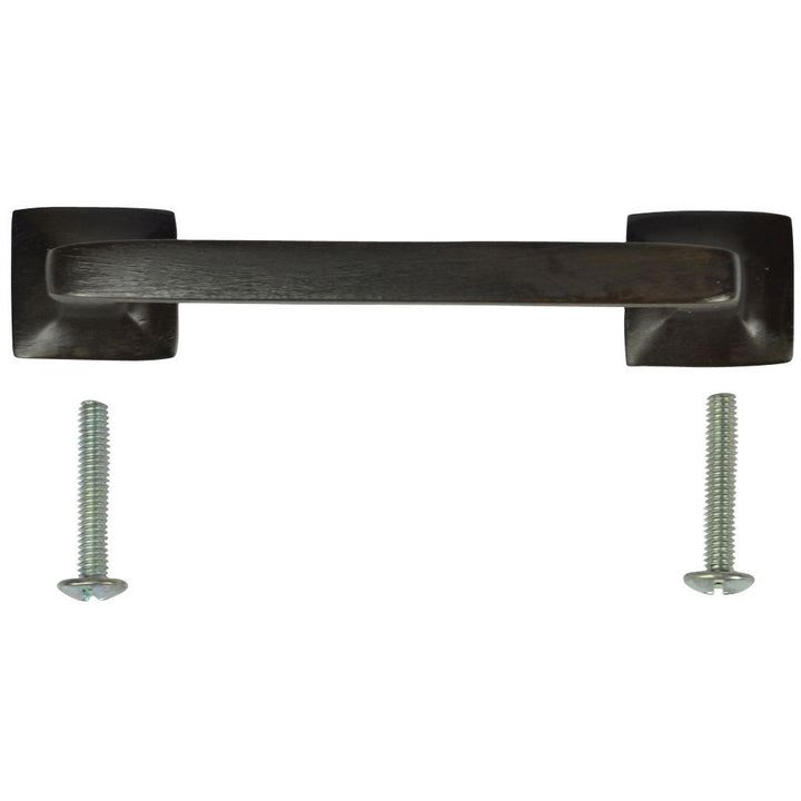 4 1/4 Inch Overall (3 1/4 Inch c-c) Solid Brass Square Traditional Pull