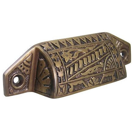 4 1/8 Inch Overall (3 1/2 Inch c-c) Solid Brass Eastlake Bin or Cup Pull