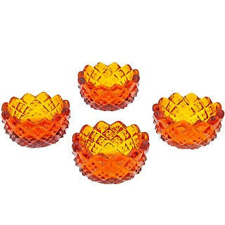 Set of 4 Amber Salt Cellars - Sawtooth COPPER MOUNTAIN HARDWARE