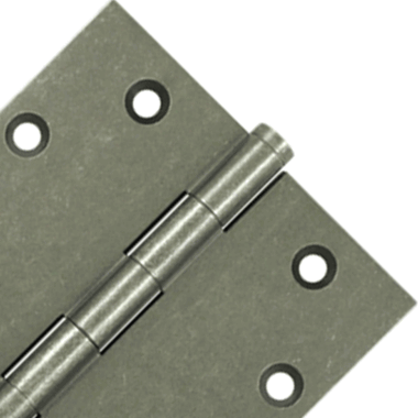 4 1/2 Inch X 4 1/2 Inch Solid Brass Hinge Interchangeable Finials (Square Corner, White Bronze Medium Finish) DELTANA