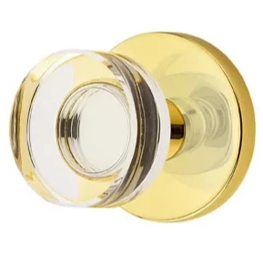 Modern Disc Crystal Door Knob Set With Disc Rosette (Several Finish Options) EMTEK