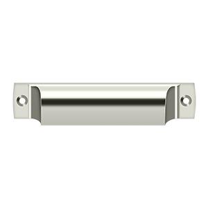 4 Inch Solid Brass Rectangular Shell Cabinet & Furniture Cup Pull (Several Finishes Available) DELTANA
