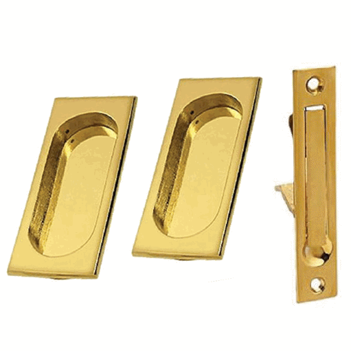 Square Style Single Pocket Passage Style Door Set (Polished Brass Finish) DELTANA